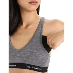 Icebreaker Sprite Racerback Sport-BH Dames - Gritstone Heather/Black -Icebreaker icebreaker womens sprite racerback bra gritstone heather black 4 1458485