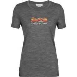 Icebreaker Tech Lite II Mountain Geology T-Shirt Dames - Gritstone Hthr -Icebreaker icebreaker womens tech lite ii mountain geology short sleeve tee gritstone hthr 1 1271191