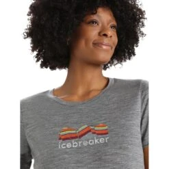 Icebreaker Tech Lite II Mountain Geology T-Shirt Dames - Gritstone Hthr -Icebreaker icebreaker womens tech lite ii mountain geology short sleeve tee gritstone hthr 4 1271194