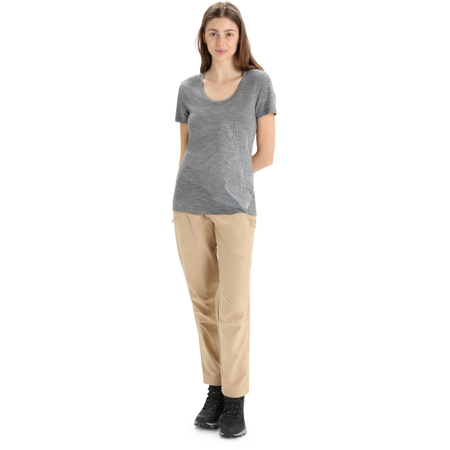 Icebreaker Tech Lite II Scoop Plume T-Shirt Dames - Gritstone Hthr 7 Icebreaker Tech Lite II Scoop Plume T-Shirt Dames - Gritstone Hthr - Afbeelding 5