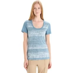 Icebreaker Tech Lite II Scoop Reflection Lines T-Shirt Dames - Astral Blue