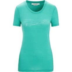 Icebreaker Tech Lite II Ski Stripes T-Shirt Dames - Fresh -Icebreaker icebreaker womens tech lite ii ski stripes short sleeve tee fresh 1 1384683