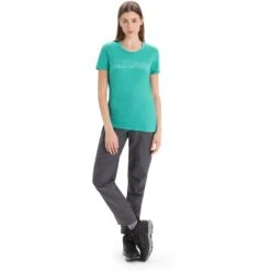 Icebreaker Tech Lite II Ski Stripes T-Shirt Dames - Fresh -Icebreaker icebreaker womens tech lite ii ski stripes short sleeve tee fresh 5 1384687