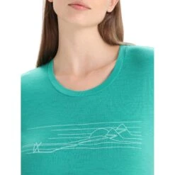 Icebreaker Tech Lite II Ski Stripes T-Shirt Dames - Fresh -Icebreaker icebreaker womens tech lite ii ski stripes short sleeve tee fresh 6 1384688