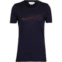 Icebreaker Tech Lite II Ski Stripes T-Shirt Dames - Midnight Navy -Icebreaker icebreaker womens tech lite ii ski stripes short sleeve tee midnight navy 1 1271250