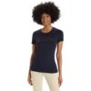 Icebreaker Tech Lite II Ski Stripes T-Shirt Dames - Midnight Navy -Icebreaker icebreaker womens tech lite ii ski stripes short sleeve tee midnight navy 2 1271251
