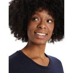 Icebreaker Tech Lite II Ski Stripes T-Shirt Dames - Midnight Navy -Icebreaker icebreaker womens tech lite ii ski stripes short sleeve tee midnight navy 5 1271255