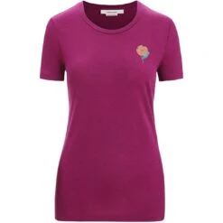 Icebreaker Tech Lite II Springtime Flowers T-Shirt Dames - Go Berry -Icebreaker icebreaker womens tech lite ii springtime flowers short sleeve tee go berry 1 1384733