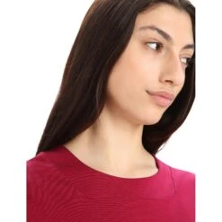 Icebreaker ZoneKnit™ Boxy T-Shirt Dames - Cherry/Espresso -Icebreaker icebreaker womens zoneknit boxy short sleeve tee cherry espresso 4 1271492