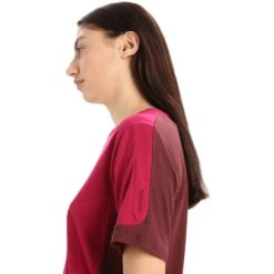 Icebreaker ZoneKnit™ Boxy T-Shirt Dames - Cherry/Espresso -Icebreaker icebreaker womens zoneknit boxy short sleeve tee cherry espresso 5 1271493