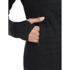 Icebreaker ZoneKnit™ Explore Jas Met Capuchon Dames - Zwart -Icebreaker icebreaker womens zoneknit explore long sleeve zip hoodie black 7 1555293