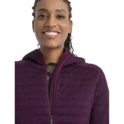 Icebreaker ZoneKnit™ Explore Jas Met Capuchon Dames - Nightshade -Icebreaker icebreaker womens zoneknit explore long sleeve zip hoodie nightshade 5 1535671