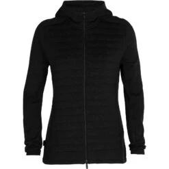 Icebreaker ZoneKnit™ Insulated Jas Met Capuchon - Zwart -Icebreaker icebreaker womens zoneknit insulated zip hoodie black 1 1041233