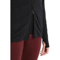 Icebreaker ZoneKnit™ Jas Dames - Zwart -Icebreaker icebreaker womens zoneknit long sleeve zip black 10 1271383