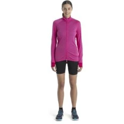 Icebreaker ZoneKnit™ Jas Dames - Tempo/Electron Pink -Icebreaker icebreaker womens zoneknit long sleeve zip tempo electron pink 2 1535854