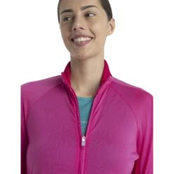 Icebreaker ZoneKnit™ Jas Dames - Tempo/Electron Pink -Icebreaker icebreaker womens zoneknit long sleeve zip tempo electron pink 7 1535859