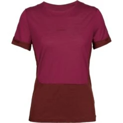 Icebreaker ZoneKnit™ Slit Back T-Shirt Dames - Cherry/Espresso -Icebreaker icebreaker womens zoneknit slit back short sleeve tee cherry espresso 1 1289360